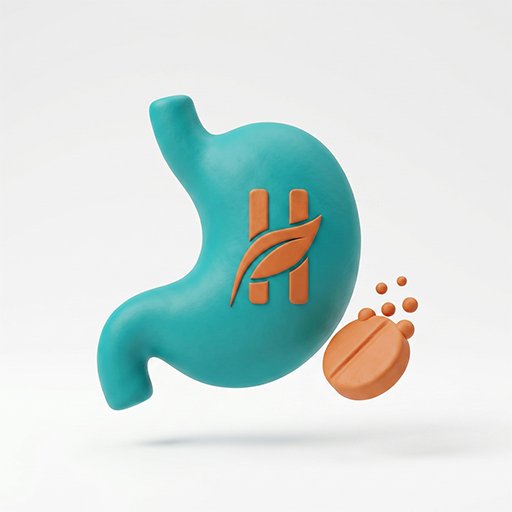 Ícono 3D de medicamentos para malestar estomacal en Farmacia Humus Guadalajara.